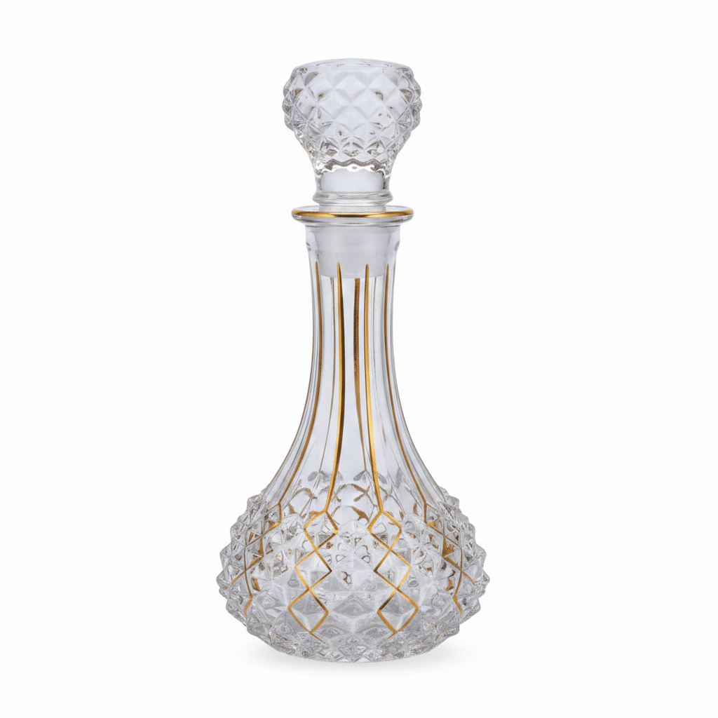 Mayflower 7 Pcs Crystal Glass Decanter Set – 1 Decanter & 6 Glasses - Gold Accent Diamond Cut - Al Kabayel Discount CentreMayflower 7 Pcs Crystal Glass Decanter Set – 1 Decanter & 6 Glasses - Gold Accent Diamond CutDrinkware SetsMAYFLOWERAl Kabayel Discount Centre