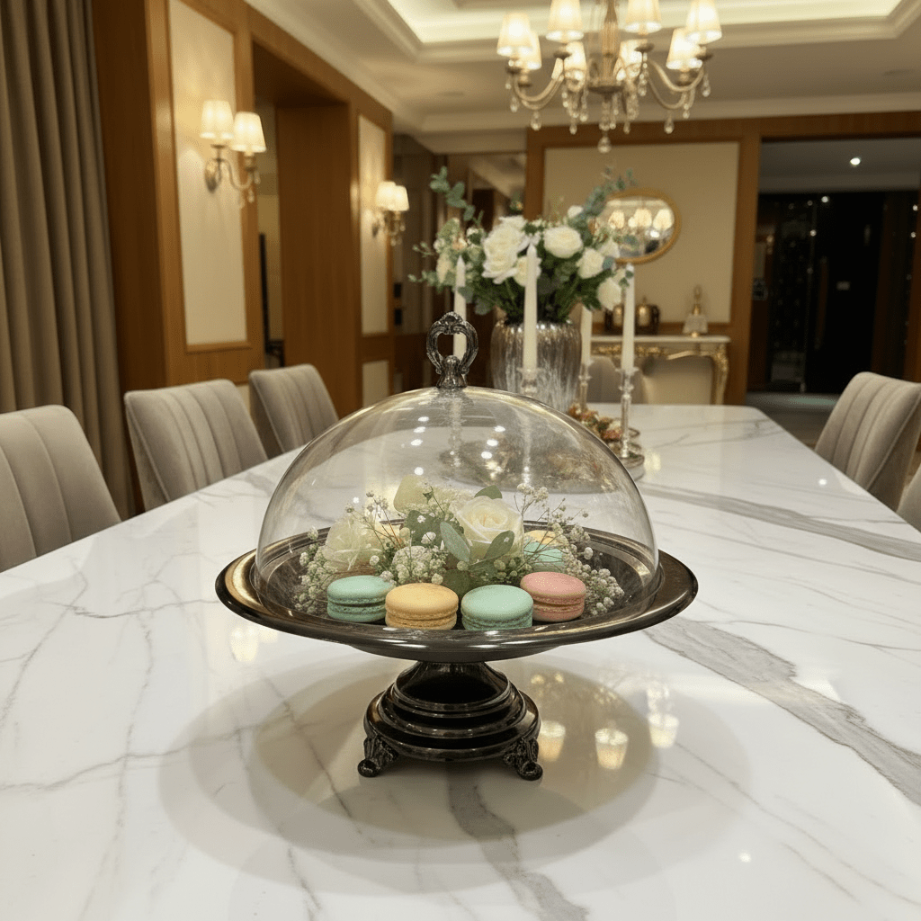 MayFlower NoirDome Tinted Black Footed Metal Round Cake Stand with Acrylic Dome Cover Display Plate 36cm - Al Kabayel Discount CentreMayFlower NoirDome Tinted Black Footed Metal Round Cake Stand with Acrylic Dome Cover Display Plate 36cmServing TraysMAYFLOWERAl Kabayel Discount Centre