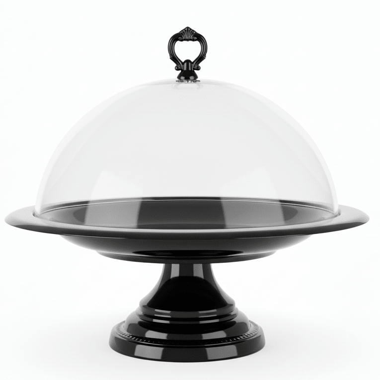 MayFlower NoirDome Tinted Black Footed Metal Round Cake Stand with Acrylic Dome Cover Display Plate 36cm - Al Kabayel Discount CentreMayFlower NoirDome Tinted Black Footed Metal Round Cake Stand with Acrylic Dome Cover Display Plate 36cmServing TraysMAYFLOWERAl Kabayel Discount Centre