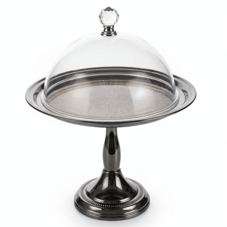 MayFlower NoirServe Tinted Black Footed Metal Serving Tray with Acrylic Lid Modern Display Tray 20cm - Al Kabayel Discount CentreMayFlower NoirServe Tinted Black Footed Metal Serving Tray with Acrylic Lid Modern Display Tray 20cmServing TraysMAYFLOWERAl Kabayel Discount Centre