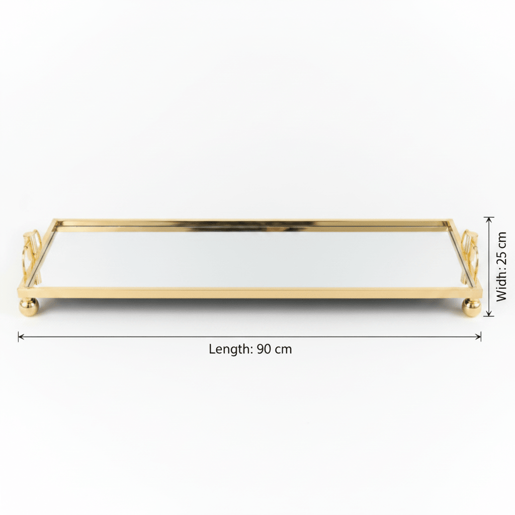 Mayflower Polished Gold-Plated Metal & Mirror Glass Rectangular Serving Tray 60×25cm / 90×25cm - Al Kabayel Discount CentreMayflower Polished Gold-Plated Metal & Mirror Glass Rectangular Serving Tray 60×25cm / 90×25cmServing TraysMAYFLOWERAl Kabayel Discount Centre
