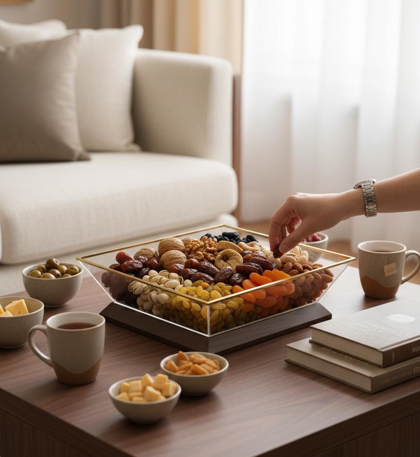 Mayflower Premium 4 - Compartment Acrylic Sweet Box with Wooden Base – 30×26 cm - Al Kabayel Discount CentreMayflower Premium 4 - Compartment Acrylic Sweet Box with Wooden Base – 30×26 cmJars & Food SaversMAYFLOWERAl Kabayel Discount Centre