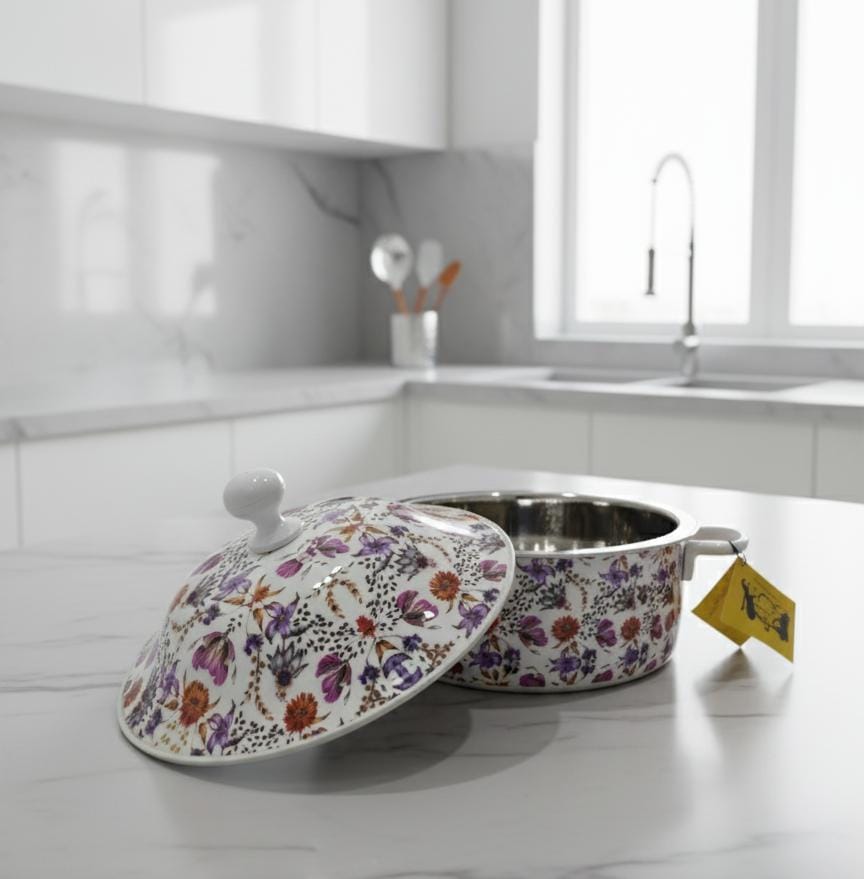 MayFlower Stainless Steel Hot Pot 2500ml – White Floral Pattern, Insulated Food Container - Al Kabayel Discount CentreMayFlower Stainless Steel Hot Pot 2500ml – White Floral Pattern, Insulated Food ContainerCasserolesMAYFLOWERAl Kabayel Discount Centre