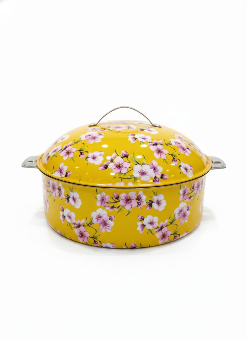 MayFlower Stainless Steel Hot Pot 2500ml – Yellow Floral Design, Insulated Food Storage Bowl - Al Kabayel Discount CentreMayFlower Stainless Steel Hot Pot 2500ml – Yellow Floral Design, Insulated Food Storage BowlCasserolesMAYFLOWERAl Kabayel Discount Centre