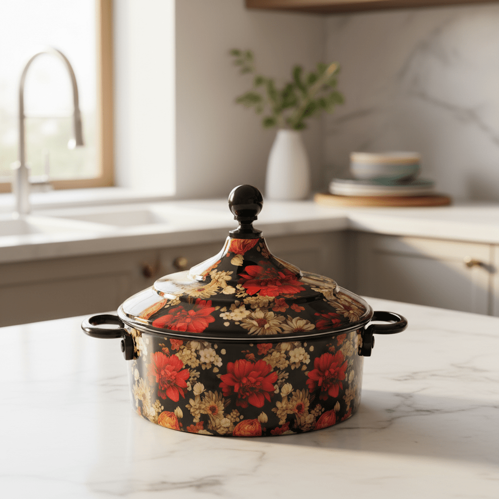 MayFlower Stainless Steel Thermal Hot Pot 2.5L – Black with Flower Design - Al Kabayel Discount CentreMayFlower Stainless Steel Thermal Hot Pot 2.5L – Black with Flower DesignCasserolesMAYFLOWERAl Kabayel Discount Centre