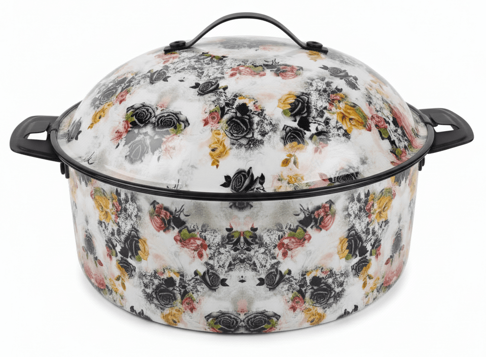 MayFlower Stainless Steel Thermal Hot Pot 3.5L – White with Black Flower Design - Al Kabayel Discount CentreMayFlower Stainless Steel Thermal Hot Pot 3.5L – White with Black Flower DesignCasserolesMAYFLOWERAl Kabayel Discount Centre