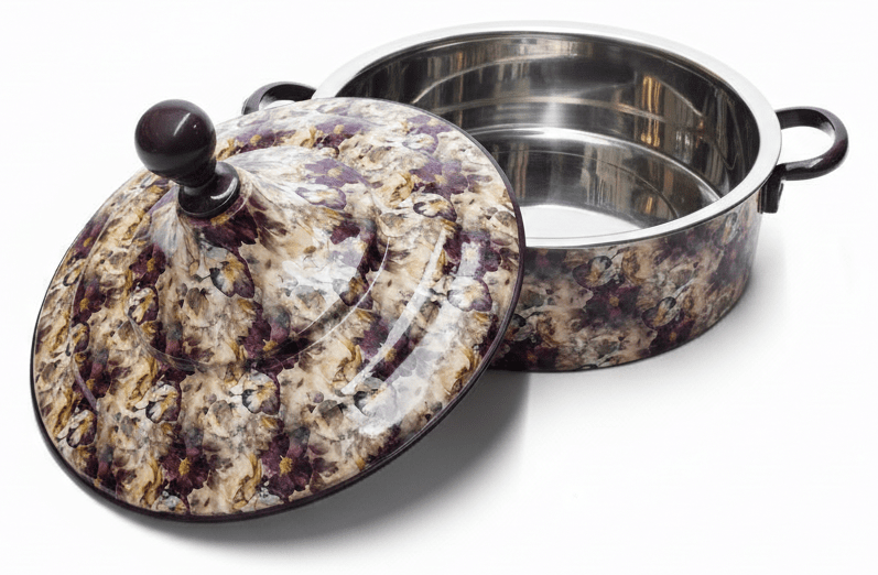 MayFlower Stainless Steel Thermal Hot Pot 5L – Beige with Violet Floral Design - Al Kabayel Discount CentreMayFlower Stainless Steel Thermal Hot Pot 5L – Beige with Violet Floral DesignCasserolesMAYFLOWERAl Kabayel Discount Centre