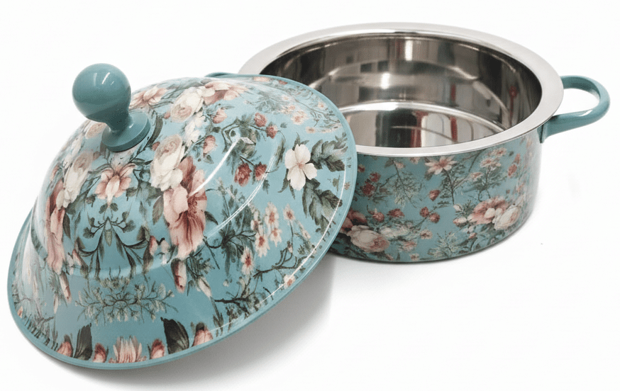 MayFlower Stainless Steel Thermal Hot Pot 5L – Green Leaf & Flower Design - Al Kabayel Discount CentreMayFlower Stainless Steel Thermal Hot Pot 5L – Green Leaf & Flower DesignCasserolesMAYFLOWERAl Kabayel Discount Centre