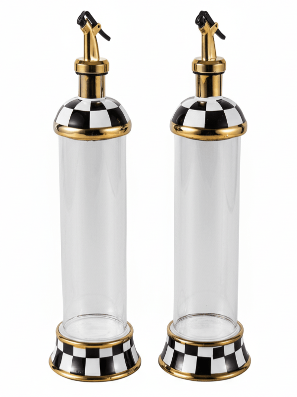 Mayflower Glass & Ceramic Oil Bottle Set – 2 Pieces, 28 × 10 cm, Black & White Kitchen Dispenser - Al Kabayel Discount CentreMayflower Glass & Ceramic Oil Bottle Set – 2 Pieces, 28 × 10 cm, Black & White Kitchen DispenserKitchen Utensils & GadgetsMAYFLOWERAl Kabayel Discount Centre