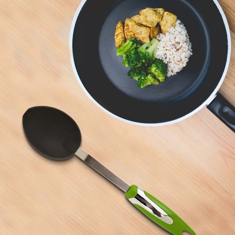Meadows Stainless Steel Non Stick Spoon Nylon - 32cmX6cm - Green/Grey - Al Kabayel Discount CentreMeadows Stainless Steel Non Stick Spoon Nylon - 32cmX6cm - Green/GreyCookware AccessoriesMEADOWSAl Kabayel Discount Centre