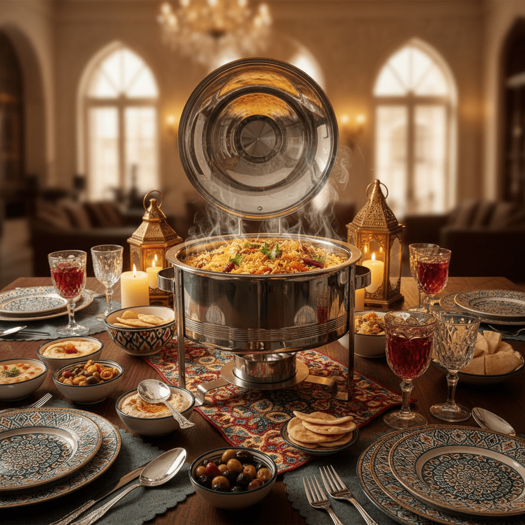Meera 6000ml Stainless Steel Food Warmer – Large Capacity Silver & Gold Design 1 Catering Server for Parties & Events - Al Kabayel Discount CentreMeera 6000ml Stainless Steel Food Warmer – Large Capacity Silver & Gold Design 1 Catering Server for Parties & EventsWarmersMEERAAl Kabayel Discount Centre