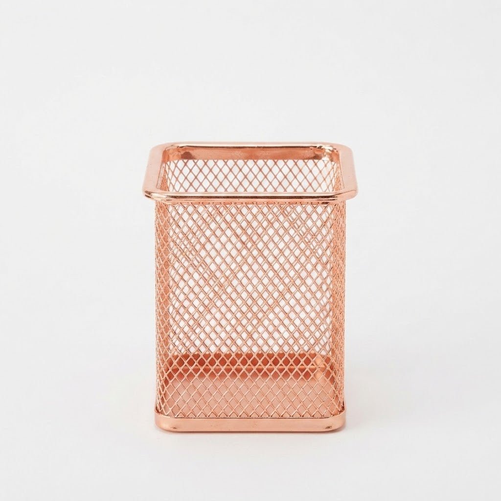 Metal Mesh Pen Holder - 10×8 cm - Rose Gold / Gold - Al Kabayel Discount CentreMetal Mesh Pen Holder - 10×8 cm - Rose Gold / GoldOrganizers & AccessoriesAKDCAl Kabayel Discount Centre