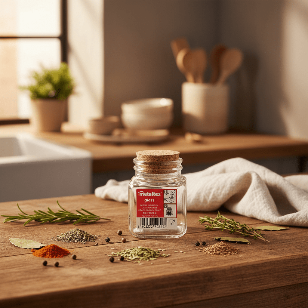 Metaltex Compact Clear Glass Storage Jar with Natural Wooden Lid for Spices, Herbs & Dry Foods – 100ml - Al Kabayel Discount CentreMetaltex Compact Clear Glass Storage Jar with Natural Wooden Lid for Spices, Herbs & Dry Foods – 100mlKitchen Utensils & GadgetsMETALTEXAl Kabayel Discount Centre