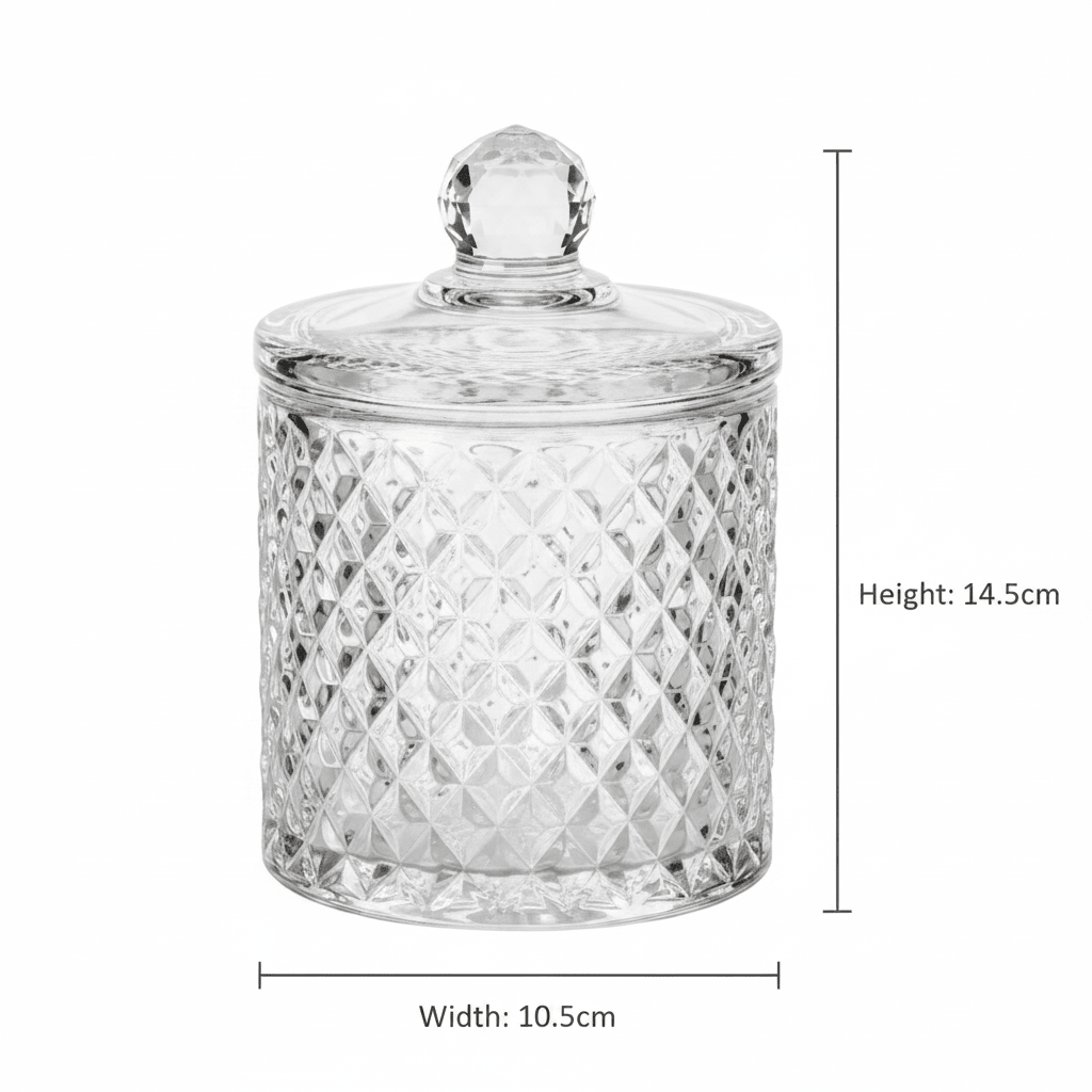 M.E.W Crystal Diamond Cut Glass Candy Pot with Lid 10.5 × 14.5 cm - Al Kabayel Discount CentreM.E.W Crystal Diamond Cut Glass Candy Pot with Lid 10.5 × 14.5 cmJars & Food SaversM.E.WAl Kabayel Discount Centre