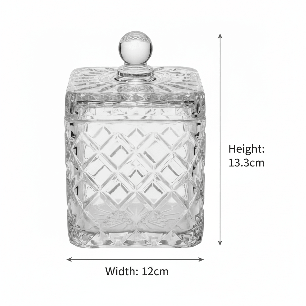 M.E.W Crystal Glass Candy Pot with Lid - 12×13.3 cm - Al Kabayel Discount CentreM.E.W Crystal Glass Candy Pot with Lid - 12×13.3 cmJars & Food SaversM.E.WAl Kabayel Discount Centre