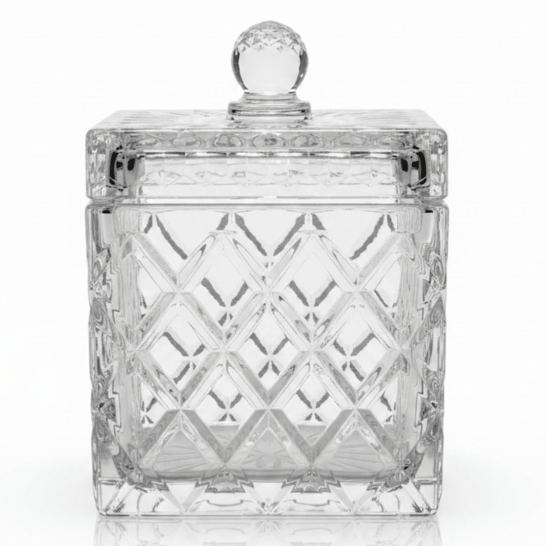 M.E.W Crystal Glass Candy Pot with Lid - 14×18.8 cm - Al Kabayel Discount CentreM.E.W Crystal Glass Candy Pot with Lid - 14×18.8 cmJars & Food SaversM.E.WAl Kabayel Discount Centre