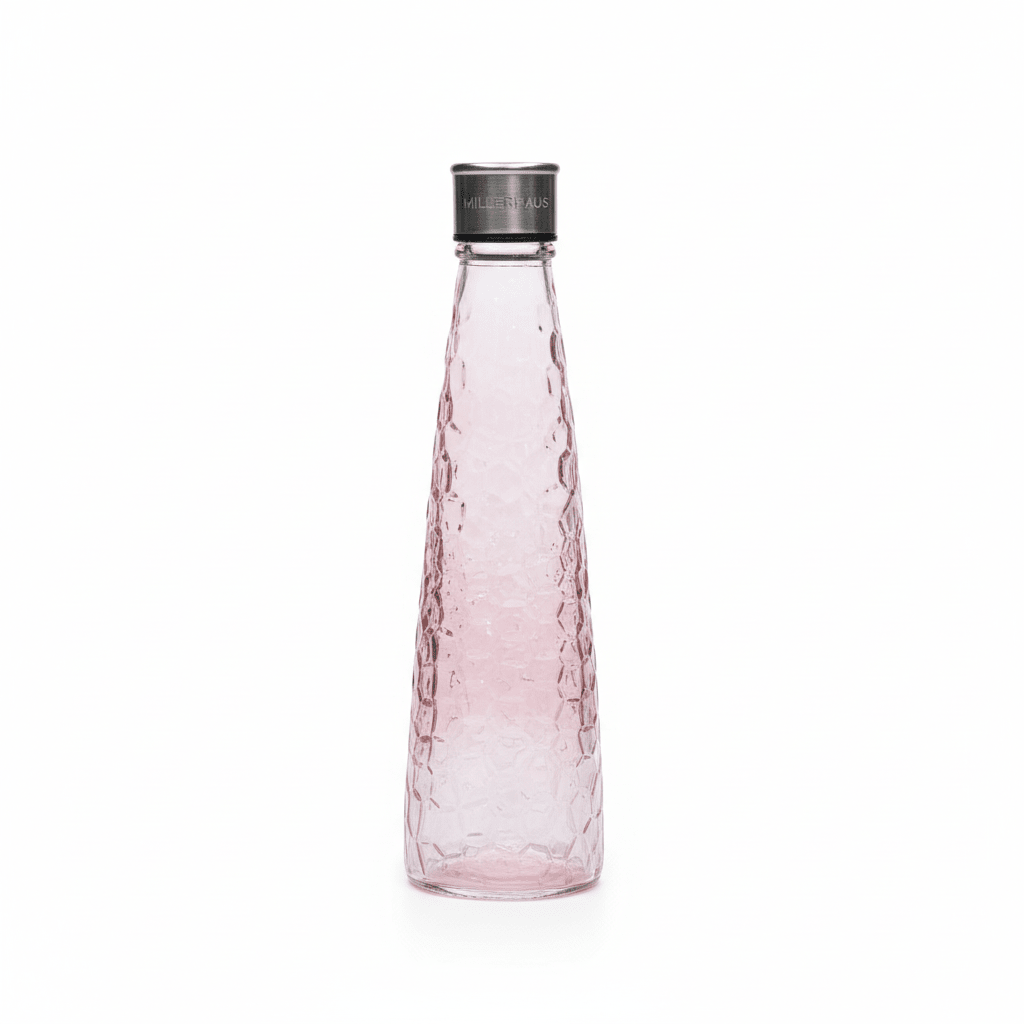 Millerhaus Honeycomb - Textured Crystal Glass Bottle 750ml with Metal Lid,Transparent Pink - Al Kabayel Discount CentreMillerhaus Honeycomb - Textured Crystal Glass Bottle 750ml with Metal Lid,Transparent PinkKitchen Utensils & GadgetsMILLERHAUSAl Kabayel Discount Centre