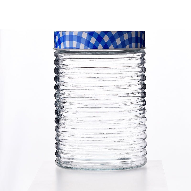 Millerhaus Ribbed Glass Storage Jar 1700Ml Glass with Metal Lid - Al Kabayel Discount CentreMillerhaus Ribbed Glass Storage Jar 1700Ml Glass with Metal LidJars & Food SaversNAUTILUSAl Kabayel Discount Centre