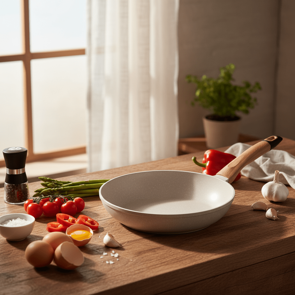 Millermaus Forged Aluminium Non-Stick Fry Pan 26cm | Cream Stone Finish with Wooden Handle - Al Kabayel Discount CentreMillermaus Forged Aluminium Non-Stick Fry Pan 26cm | Cream Stone Finish with Wooden HandleFrying Pans & SkilletsMILLERMAUSAl Kabayel Discount Centre
