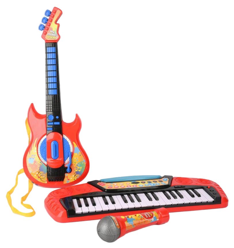 Mingye Toy 3pcs Electric Band Instrument Set, 2 Play Modes Includes 37key Keyboard, Guitar, Microphone - Al Kabayel Discount CentreMingye Toy 3pcs Electric Band Instrument Set, 2 Play Modes Includes 37key Keyboard, Guitar, MicrophoneEducational ToysMINGYE TOYAl Kabayel Discount Centre