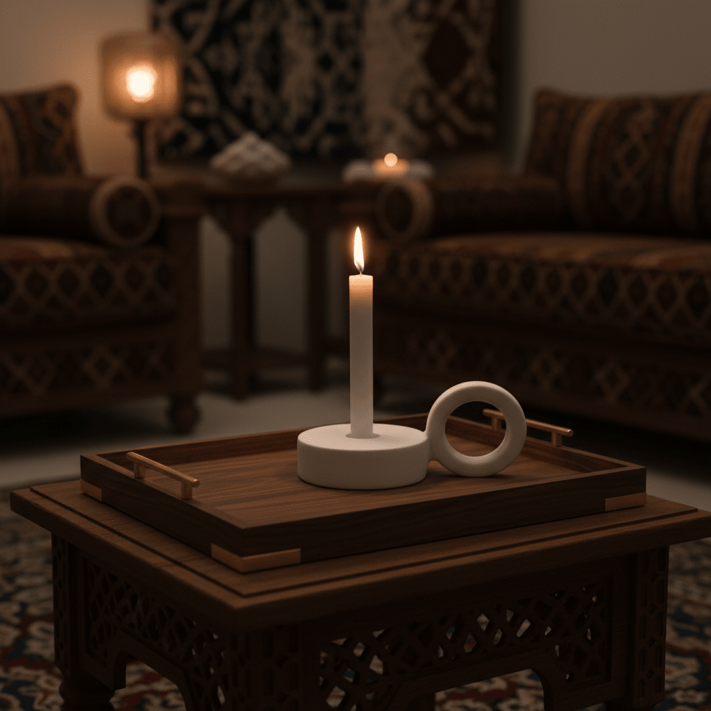 Minimalist Round White Ceramic Candle Holder with Handle for Modern Home Decoration – 8cm - Al Kabayel Discount CentreMinimalist Round White Ceramic Candle Holder with Handle for Modern Home Decoration – 8cmHome Décor AccentsAKDCAl Kabayel Discount Centre