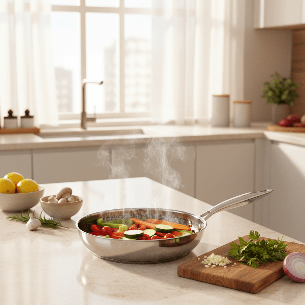 Modenic Stainless Steel Frying Pan - 24cm - Al Kabayel Discount CentreModenic Stainless Steel Frying Pan - 24cmFrying Pans & SkilletsMODENICAl Kabayel Discount Centre