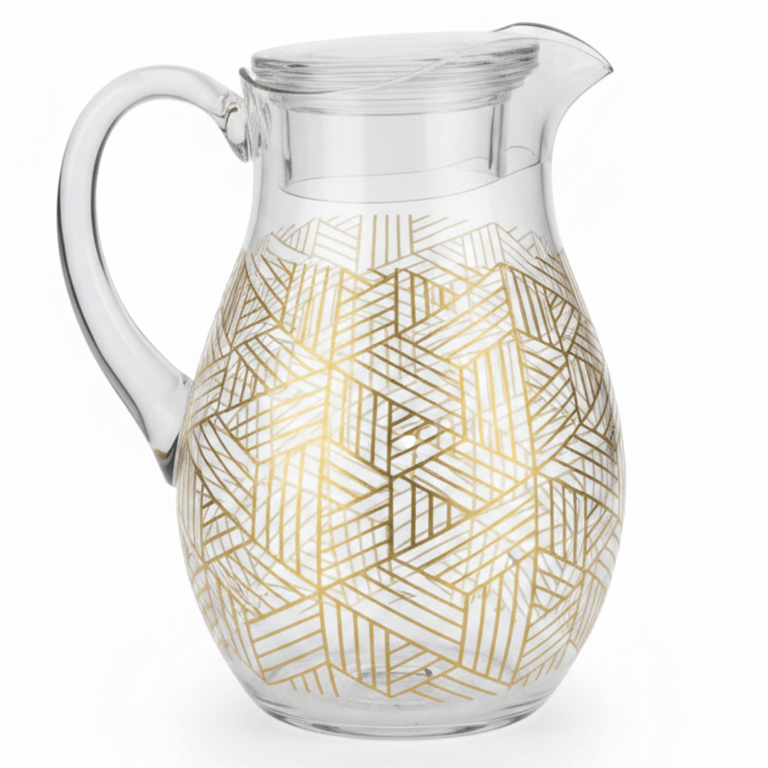 Modern Elegance Clear Acrylic Water Jug with Premium Gold Line Art Design – 22 cm - Al Kabayel Discount CentreModern Elegance Clear Acrylic Water Jug with Premium Gold Line Art Design – 22 cmJugsAKDCAl Kabayel Discount Centre