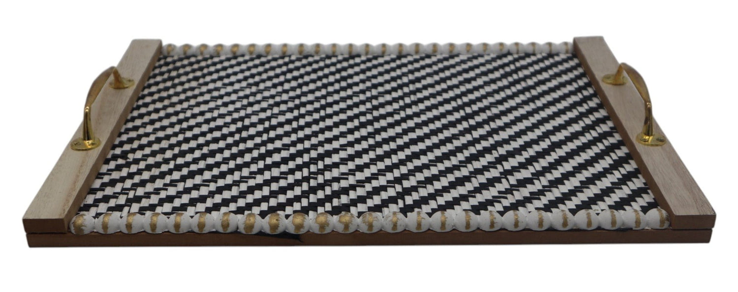 Modern Rectangular Wooden Tray with Striking Black & White Artistic Design – Ideal for Serving or Home Décor, 38×28×2 cm - Al Kabayel Discount CentreModern Rectangular Wooden Tray with Striking Black & White Artistic Design – Ideal for Serving or Home Décor, 38×28×2 cmServing TraysAKDCAl Kabayel Discount Centre