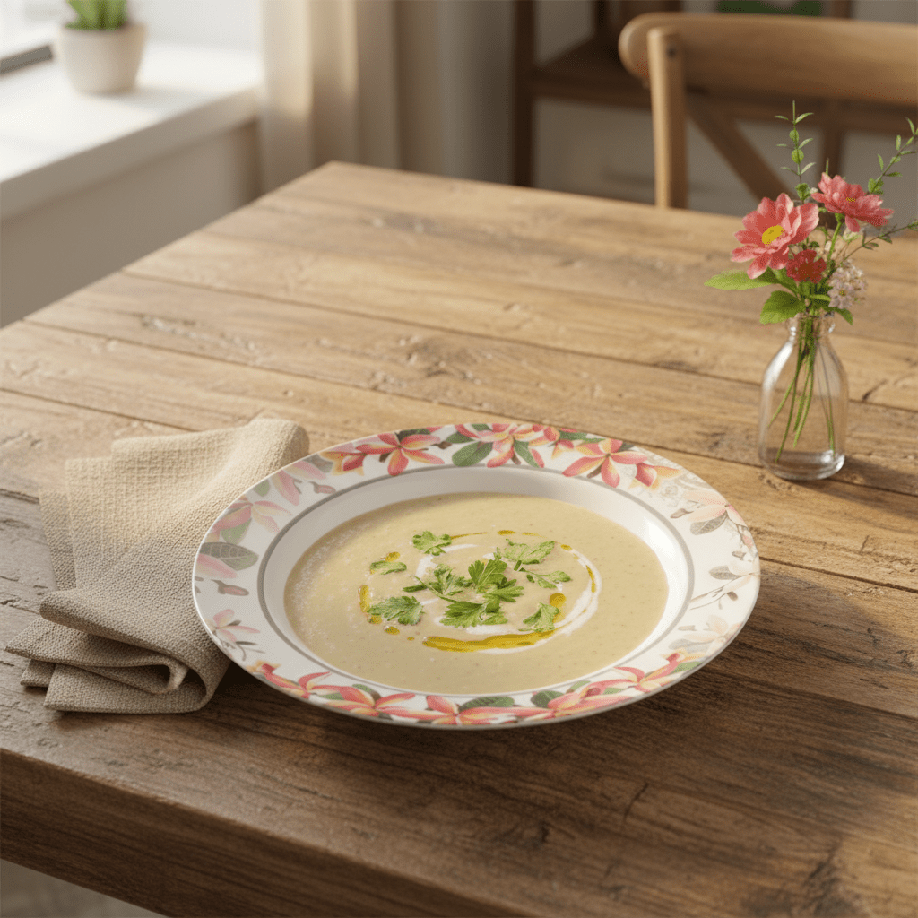 Moments Round White Melamine Soup Plate with Elegant Flower Design, Durable Serving Plate for Soups & Meals – 9 Inch - Al Kabayel Discount CentreMoments Round White Melamine Soup Plate with Elegant Flower Design, Durable Serving Plate for Soups & Meals – 9 InchPlatesMOMENTSAl Kabayel Discount Centre