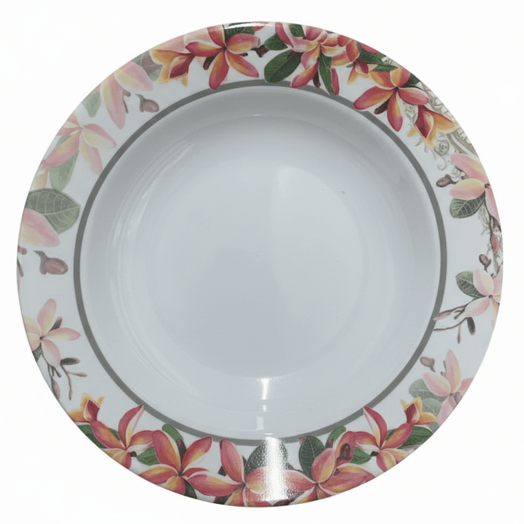 Moments Round White Melamine Soup Plate with Elegant Flower Design, Durable Serving Plate for Soups & Meals – 9 Inch - Al Kabayel Discount CentreMoments Round White Melamine Soup Plate with Elegant Flower Design, Durable Serving Plate for Soups & Meals – 9 InchPlatesMOMENTSAl Kabayel Discount Centre