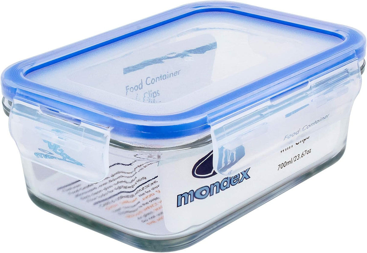 Mondex 700Ml Rectangular Glass Food Storage Container With Blue Lid, Cmn0096 - Al Kabayel Discount CentreMondex 700Ml Rectangular Glass Food Storage Container With Blue Lid, Cmn0096Food ContainersMondexAl Kabayel Discount Centre