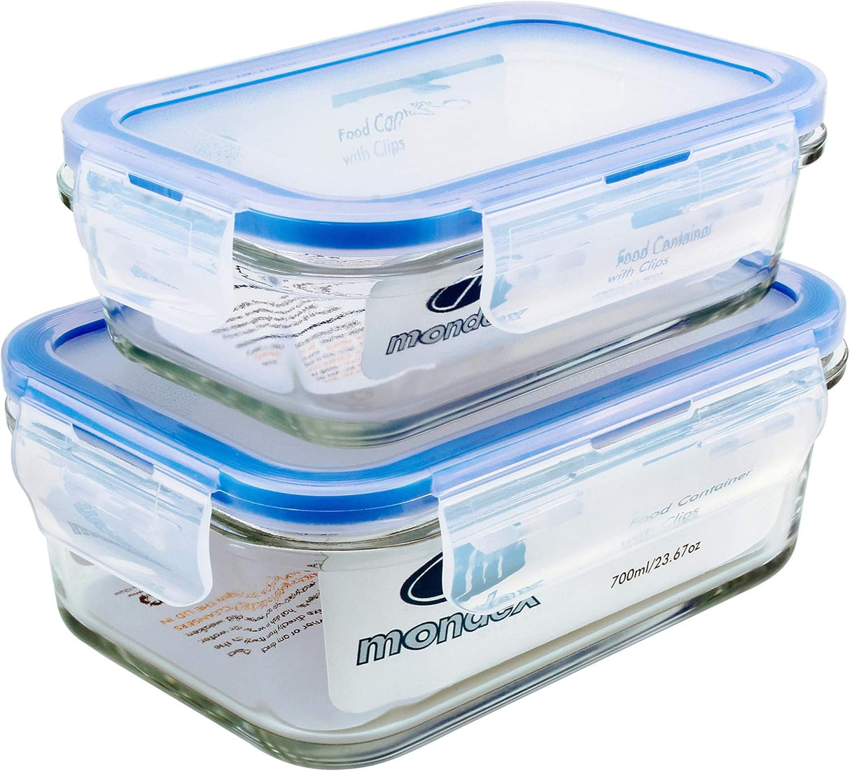 Mondex Cmn0094 - 96 2 Pieces Food Storage Container With Lid, Blue, 350 Ml/700 Ml, Rectangle, Glass - Al Kabayel Discount CentreMondex Cmn0094 - 96 2 Pieces Food Storage Container With Lid, Blue, 350 Ml/700 Ml, Rectangle, GlassFood ContainersMondexAl Kabayel Discount Centre
