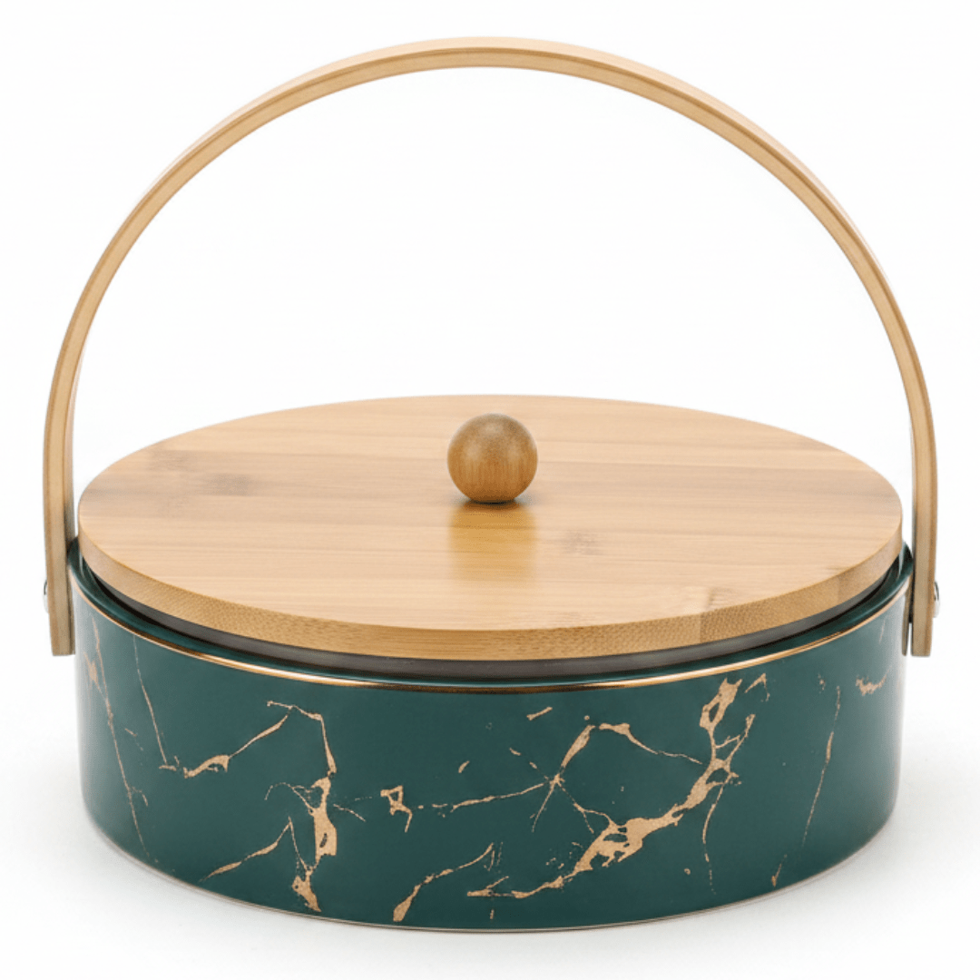Multi - Color Ceramic Serving Tray with Wooden Handle and Lid – Versatile Serving Platter (23 cm) - Al Kabayel Discount CentreMulti - Color Ceramic Serving Tray with Wooden Handle and Lid – Versatile Serving Platter (23 cm)Serving TraysAKDCAl Kabayel Discount Centre