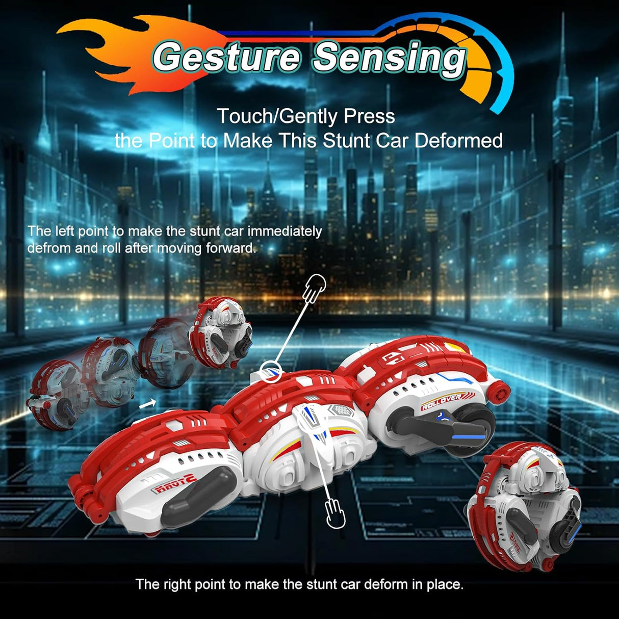 My Toys R/C Stunt Deformation Car, Sprint - Variant - Roll, 2.4GHz Remote Control, 3 Control Modes(Guesture Sensing, R/C, Watch R/C), Red/White - Al Kabayel Discount CentreMy Toys R/C Stunt Deformation Car, Sprint - Variant - Roll, 2.4GHz Remote Control, 3 Control Modes(Guesture Sensing, R/C, Watch R/C), Red/WhiteRemote Control toysMY TOYSAl Kabayel Discount Centre