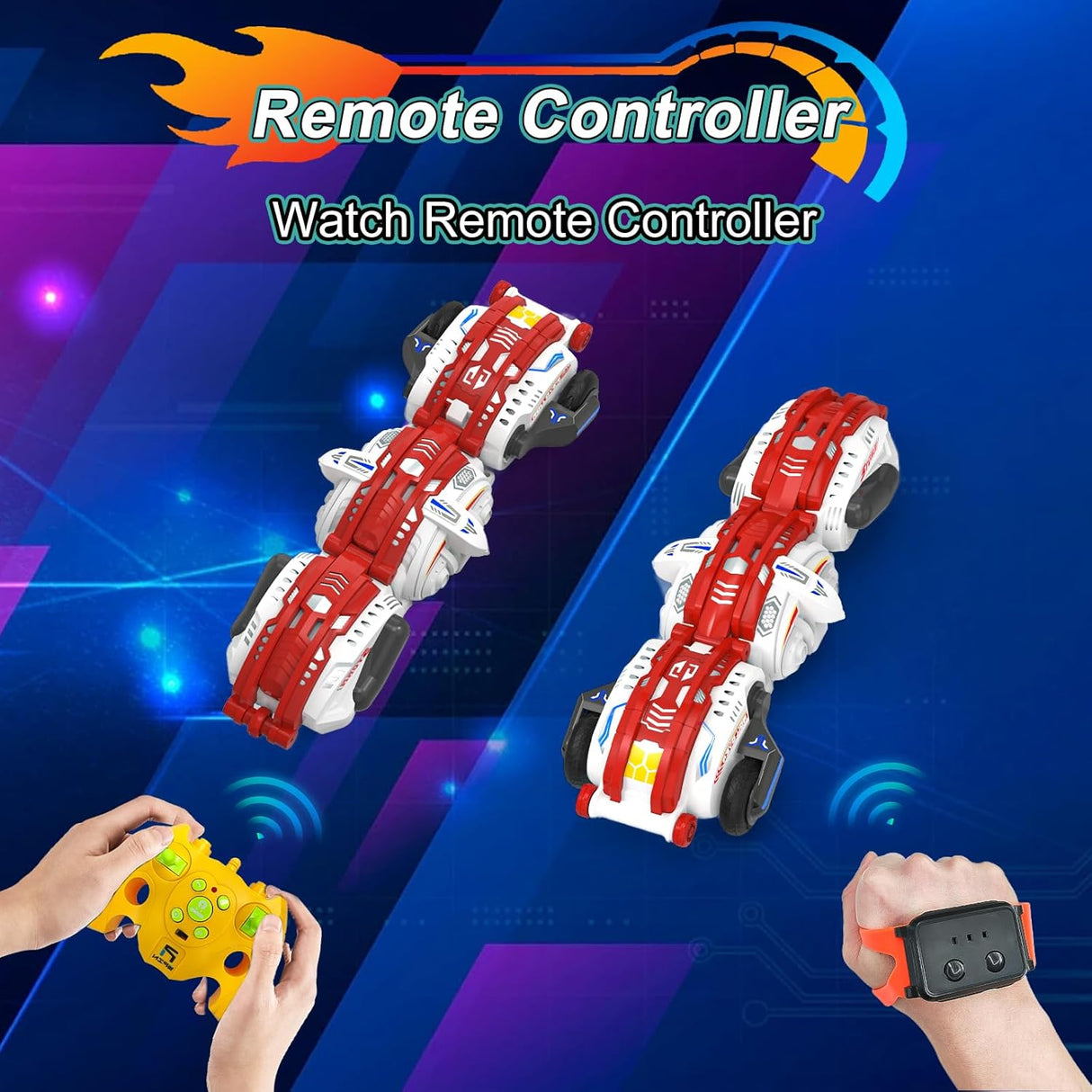 My Toys R/C Stunt Deformation Car, Sprint - Variant - Roll, 2.4GHz Remote Control, 3 Control Modes(Guesture Sensing, R/C, Watch R/C), Red/White - Al Kabayel Discount CentreMy Toys R/C Stunt Deformation Car, Sprint - Variant - Roll, 2.4GHz Remote Control, 3 Control Modes(Guesture Sensing, R/C, Watch R/C), Red/WhiteRemote Control toysMY TOYSAl Kabayel Discount Centre