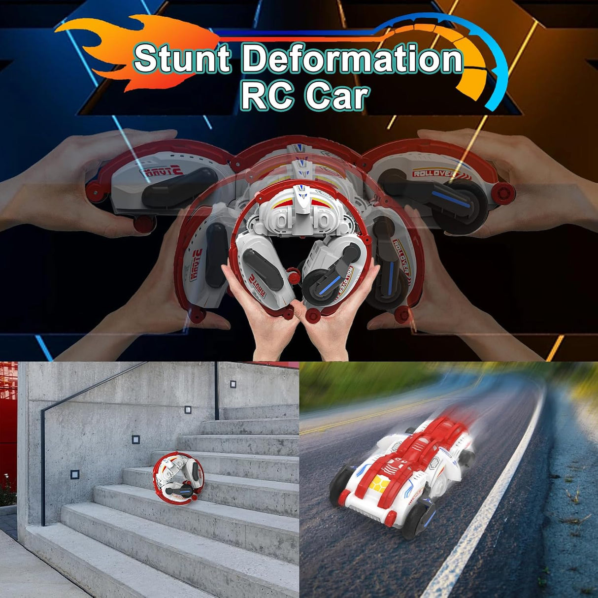 My Toys R/C Stunt Deformation Car, Sprint - Variant - Roll, 2.4GHz Remote Control, 3 Control Modes(Guesture Sensing, R/C, Watch R/C), Red/White - Al Kabayel Discount CentreMy Toys R/C Stunt Deformation Car, Sprint - Variant - Roll, 2.4GHz Remote Control, 3 Control Modes(Guesture Sensing, R/C, Watch R/C), Red/WhiteRemote Control toysMY TOYSAl Kabayel Discount Centre