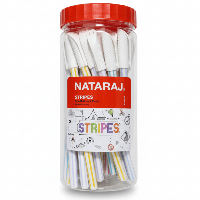 Nataraj Stripes Fine Ballpoint Pens – Blue Ink | Jar of 30 - Al Kabayel Discount CentreNataraj Stripes Fine Ballpoint Pens – Blue Ink | Jar of 30Pens, Pencils & MarkersNATARAJAl Kabayel Discount Centre