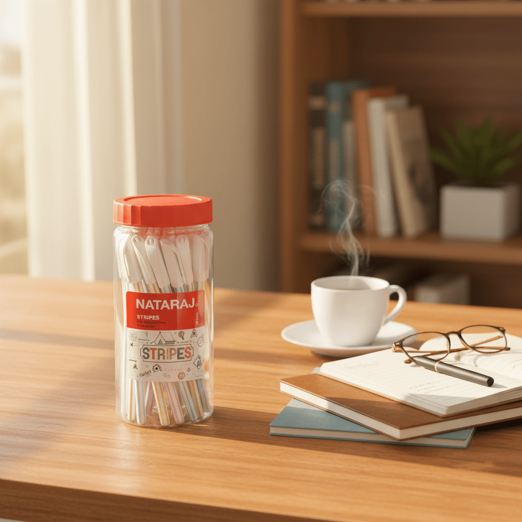 Nataraj Stripes Fine Ballpoint Pens – Blue Ink | Jar of 30 - Al Kabayel Discount CentreNataraj Stripes Fine Ballpoint Pens – Blue Ink | Jar of 30Pens, Pencils & MarkersNATARAJAl Kabayel Discount Centre