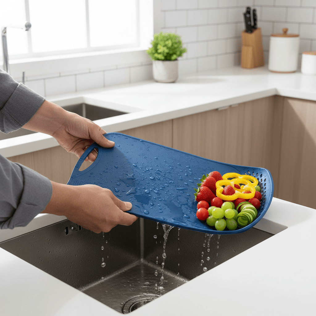 Nautilus 2 - in - 1 PP Cutting Board with Built - In Colander | 33×20cm | Navy Blue - Al Kabayel Discount CentreNautilus 2 - in - 1 PP Cutting Board with Built - In Colander | 33×20cm | Navy BlueKitchen Utensils & GadgetsNAUTILUSAl Kabayel Discount Centre