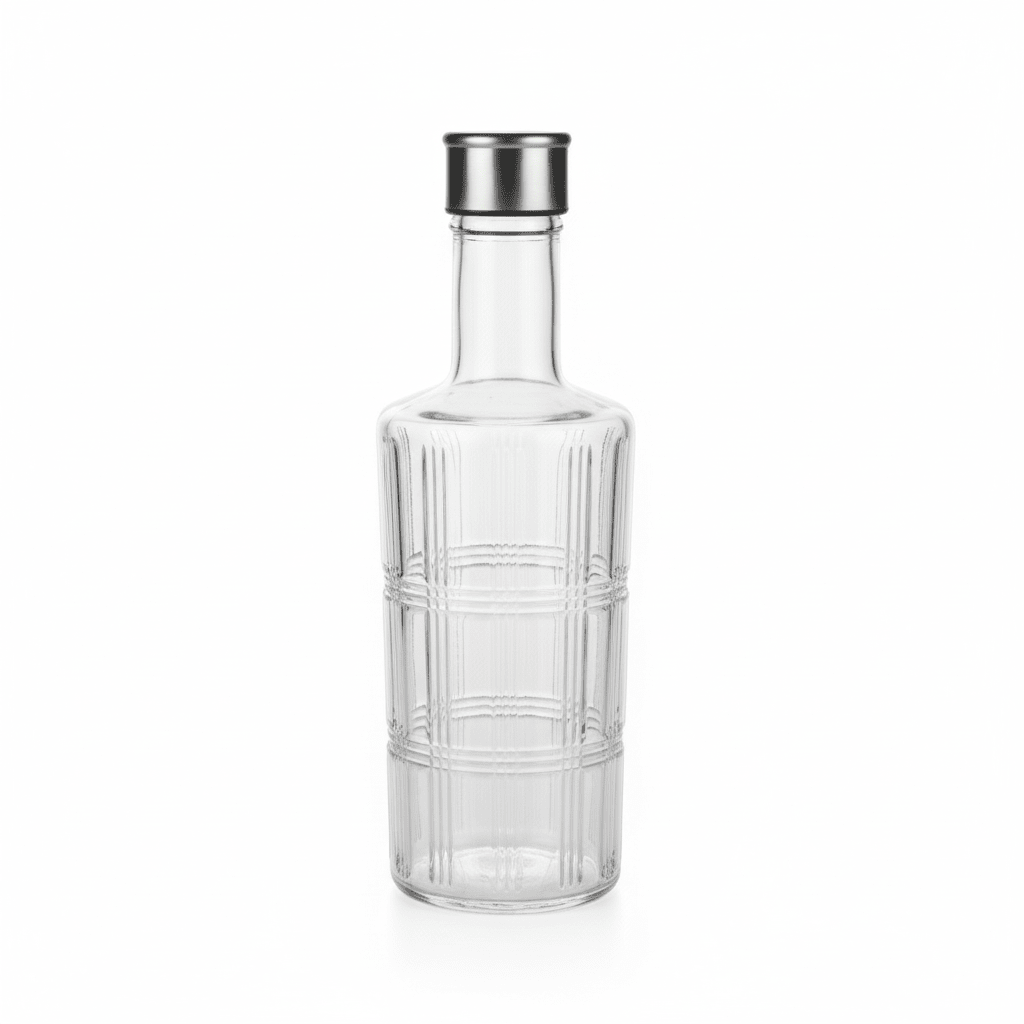 Nautilus Crystal - Cut Glass Water Bottle with Stainless Steel Cap — Vertical Rib & Grid Panel Design, 1 Litre - Al Kabayel Discount CentreNautilus Crystal - Cut Glass Water Bottle with Stainless Steel Cap — Vertical Rib & Grid Panel Design, 1 LitreJugsNAUTILUSAl Kabayel Discount Centre
