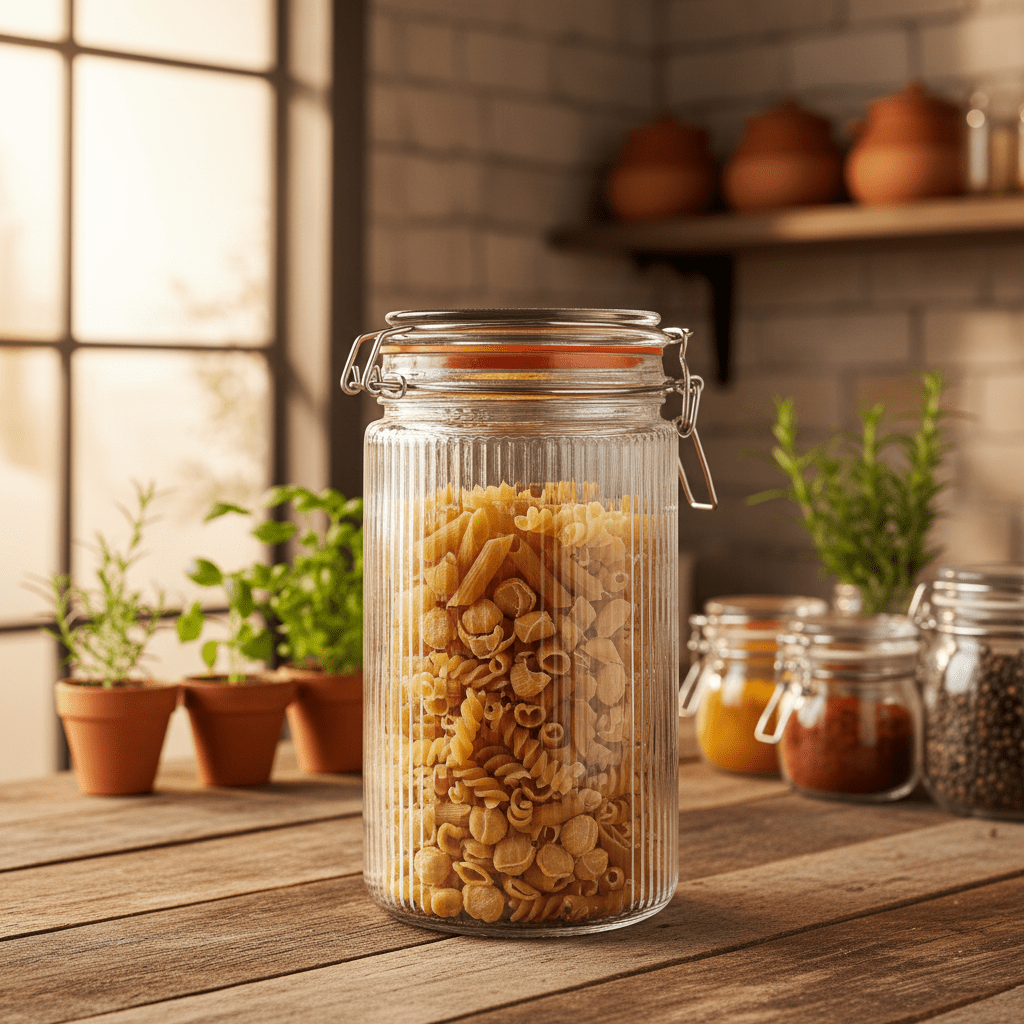 Nautilus Ribbed Glass Clip Jar – 1580ml | Airtight Storage Canister with Stainless Steel Latch - Al Kabayel Discount CentreNautilus Ribbed Glass Clip Jar – 1580ml | Airtight Storage Canister with Stainless Steel LatchJars & Food SaversNAUTILUSAl Kabayel Discount Centre