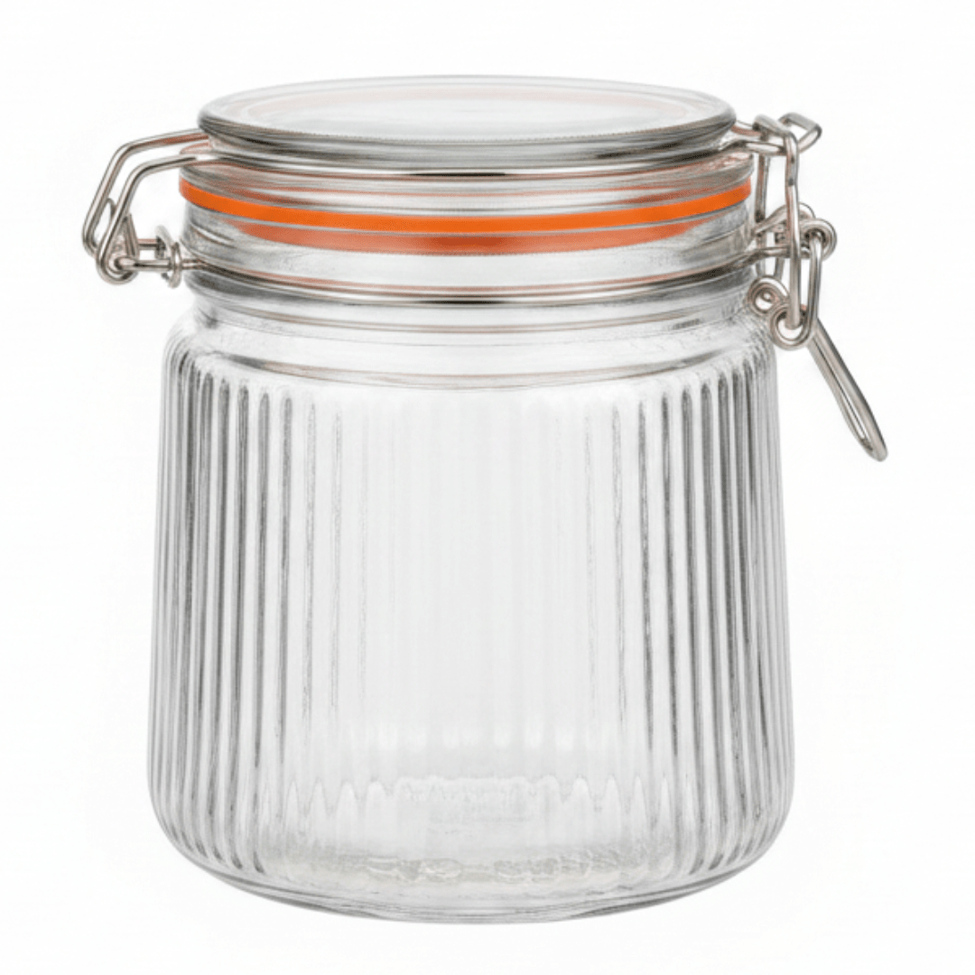 Nautilus Ribbed Glass Clip Jar 800ml | Airtight Bail Latch Storage Jar with Silicone Seal - Al Kabayel Discount CentreNautilus Ribbed Glass Clip Jar 800ml | Airtight Bail Latch Storage Jar with Silicone SealJars & Food SaversNAUTILUSAl Kabayel Discount Centre