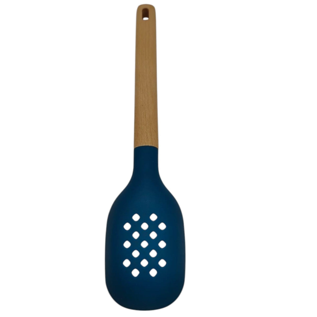 Nautilus Silicone Slotted Spoon With Wooden Handle - 33cmX7cm - Blue&Wooden - Al Kabayel Discount CentreNautilus Silicone Slotted Spoon With Wooden Handle - 33cmX7cm - Blue&WoodenCookware AccessoriesNAUTILUSAl Kabayel Discount Centre
