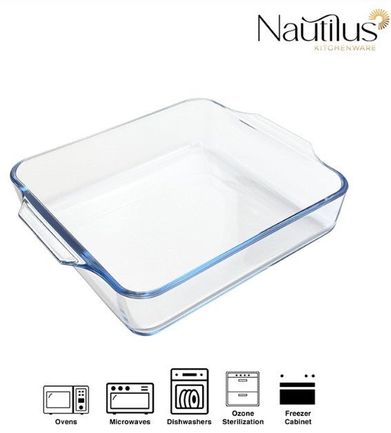NAUTILUS Square Borosilicate Glass Baking Tray 1.5 Liter, 243mm*201mm*52mm, RNGT - 10576 - Al Kabayel Discount CentreNAUTILUS Square Borosilicate Glass Baking Tray 1.5 Liter, 243mm*201mm*52mm, RNGT - 10576Food ContainersNAUTILUSAl Kabayel Discount Centre