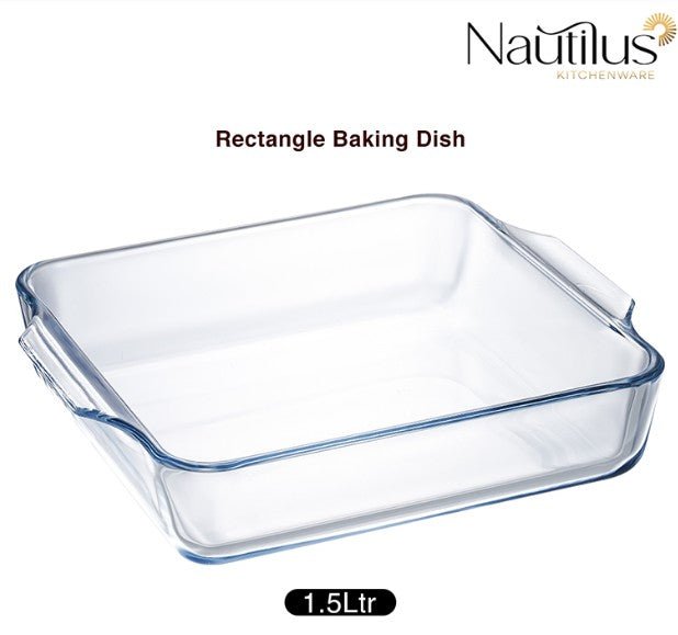 NAUTILUS Square Borosilicate Glass Baking Tray 1.5 Liter, 243mm*201mm*52mm, RNGT - 10576 - Al Kabayel Discount CentreNAUTILUS Square Borosilicate Glass Baking Tray 1.5 Liter, 243mm*201mm*52mm, RNGT - 10576Food ContainersNAUTILUSAl Kabayel Discount Centre