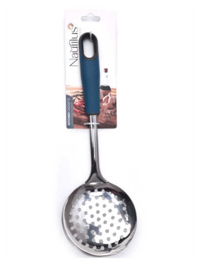 Nautilus Steel Skimmer Turner Soft Touch Handle 33cmX11cm - Steel&Blue - Al Kabayel Discount CentreNautilus Steel Skimmer Turner Soft Touch Handle 33cmX11cm - Steel&BlueCookware AccessoriesNAUTILUSAl Kabayel Discount Centre
