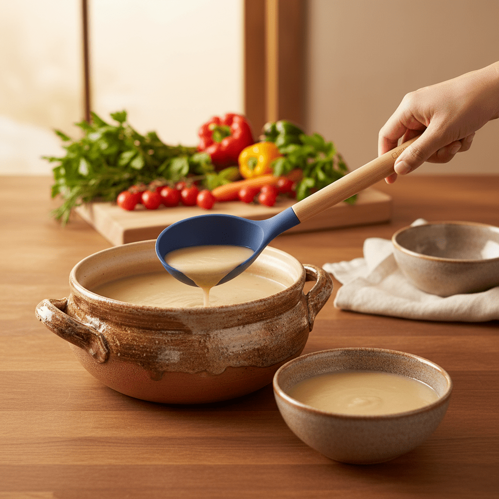 Nautilus Wooden Handle Silicone Ladle – 30cm Heat - Resistant Kitchen Tool (RNGT - 5525) - Al Kabayel Discount CentreNautilus Wooden Handle Silicone Ladle – 30cm Heat - Resistant Kitchen Tool (RNGT - 5525)Ladle SpoonNAUTILUSAl Kabayel Discount Centre