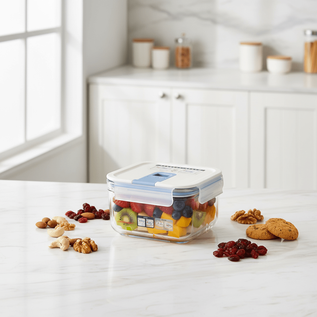 Neoflam Compact Square Glass Food Container with Airtight Plastic Lid – Space - Saving Food Storage for Snacks & Small Portions – 500 ml - Al Kabayel Discount CentreNeoflam Compact Square Glass Food Container with Airtight Plastic Lid – Space - Saving Food Storage for Snacks & Small Portions – 500 mlFood ContainersNEOFLAMAl Kabayel Discount Centre