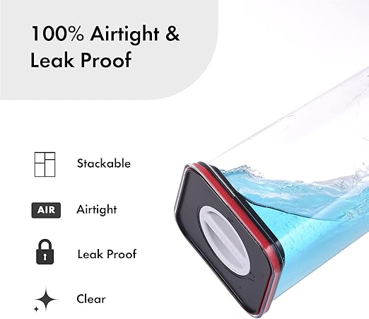 Neoflam Smart Seal Patent Airtight Kitchen Pantry Canister/Organizer Clear Plastic Container with Simple Twist Lids, Leak Proof, Dishwasher Safe, BPA Free, Cereal, Flour, Dry Food Storage 4 Piece Set - Al Kabayel Discount CentreNeoflam Smart Seal Patent Airtight Kitchen Pantry Canister/Organizer Clear Plastic Container with Simple Twist Lids, Leak Proof, Dishwasher Safe, BPA Free, Cereal, Flour, Dry Food Storage 4 Piece SetFood ContainersNEOFLAMAl Kabayel Discount Centre