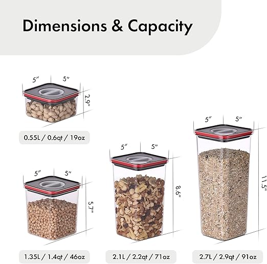 Neoflam Smart Seal Patent Airtight Kitchen Pantry Canister/Organizer Clear Plastic Container with Simple Twist Lids, Leak Proof, Dishwasher Safe, BPA Free, Cereal, Flour, Dry Food Storage 4 Piece Set - Al Kabayel Discount CentreNeoflam Smart Seal Patent Airtight Kitchen Pantry Canister/Organizer Clear Plastic Container with Simple Twist Lids, Leak Proof, Dishwasher Safe, BPA Free, Cereal, Flour, Dry Food Storage 4 Piece SetFood ContainersNEOFLAMAl Kabayel Discount Centre